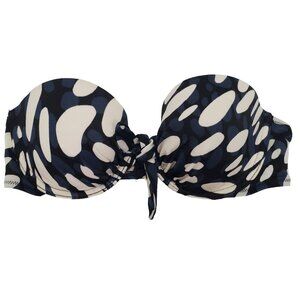 Victoria's Secret Biofit Navy White Polka Dot Underwire Strapless Bikini Top 32B